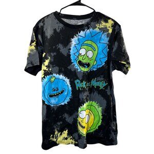 Rick and Morty Tie-Dye Graphic T-Shirt Women’s XL - Black with Neon Print
